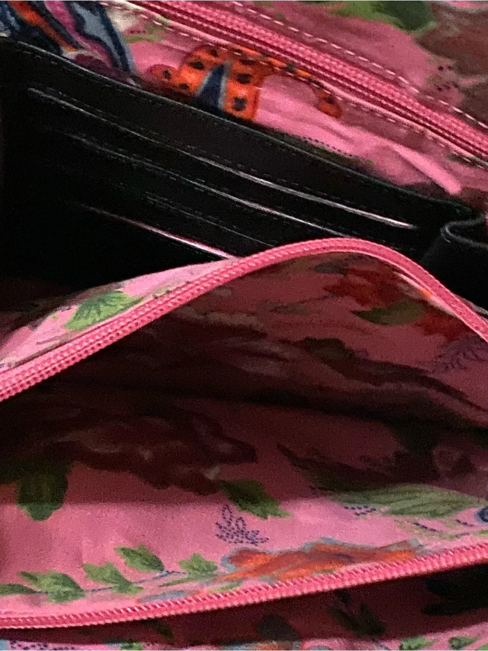 Latico Leather Green Tote Bag Zip Top Shoulder Bag Floral Lining